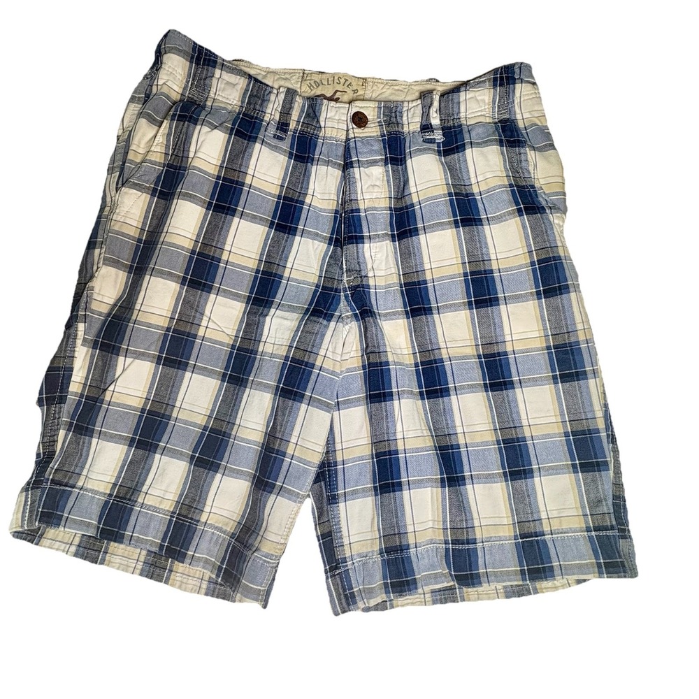 Hollister Men's Blue Plaid 10" Inseam‎ Twill Shorts Mens Size 34